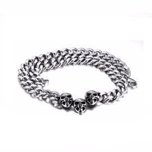 Famous Designer Cheap Stainless Steel Women Silver Skull Chain Necklace Jewelry